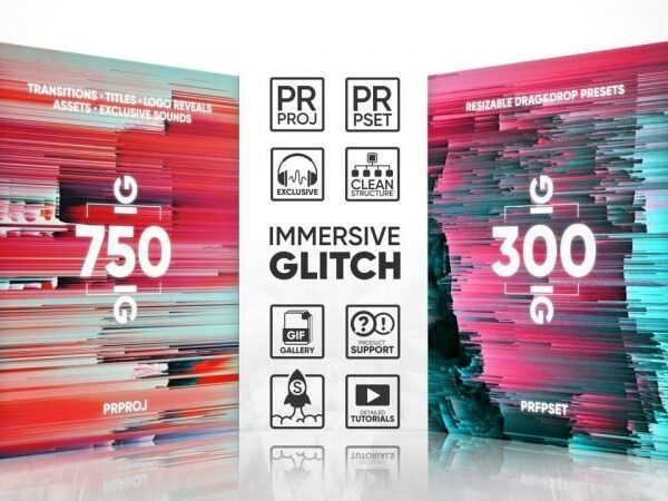 Glitch Transitions Presets Titles Logos Assets Sound FX Pack